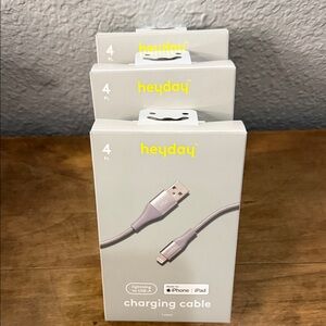 heyday Lightning to USB-A Charging Cable 4ft cord High Speed Charging set of 3
